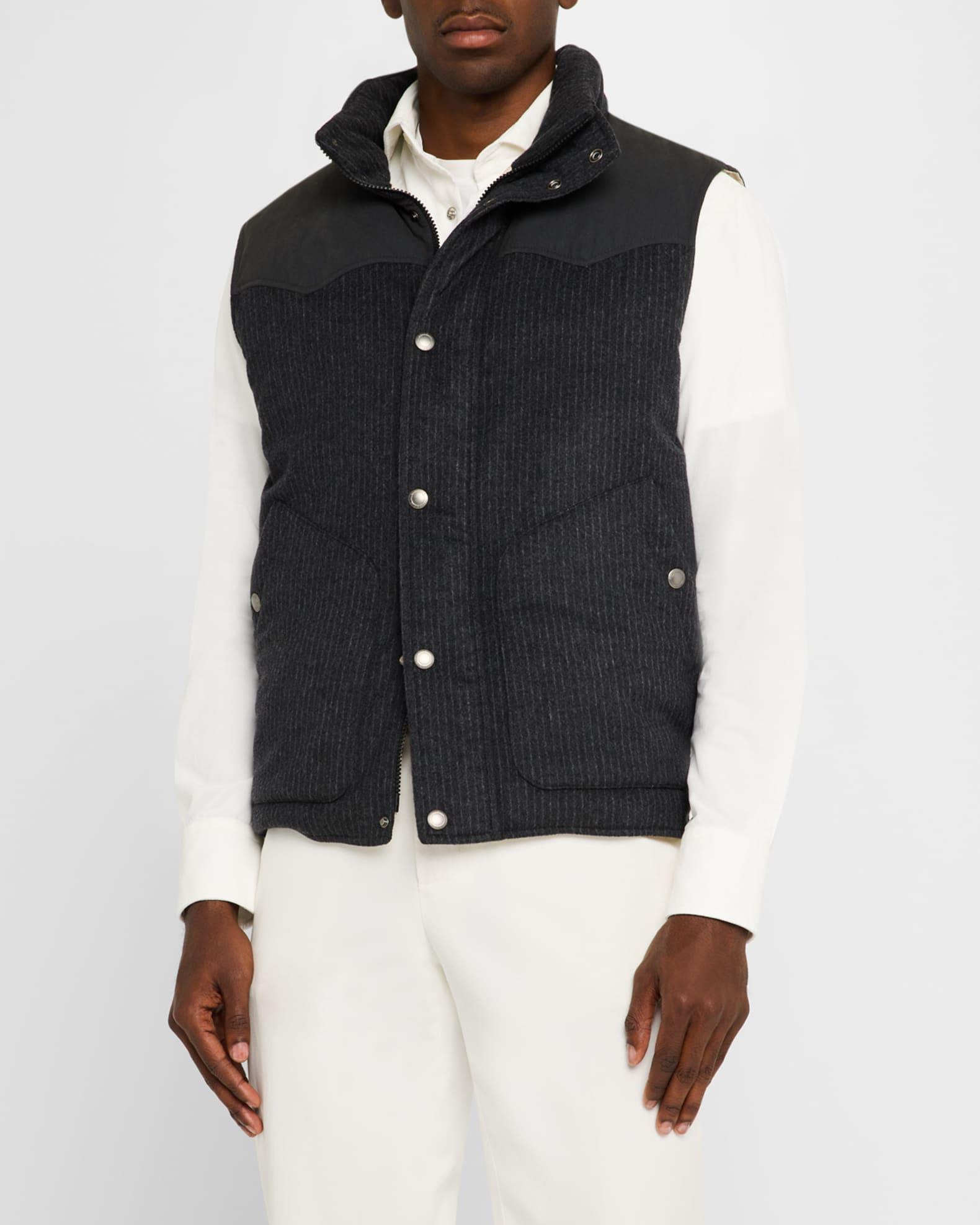 Men's Mixed Media Snap-Front Down Vest Product Image