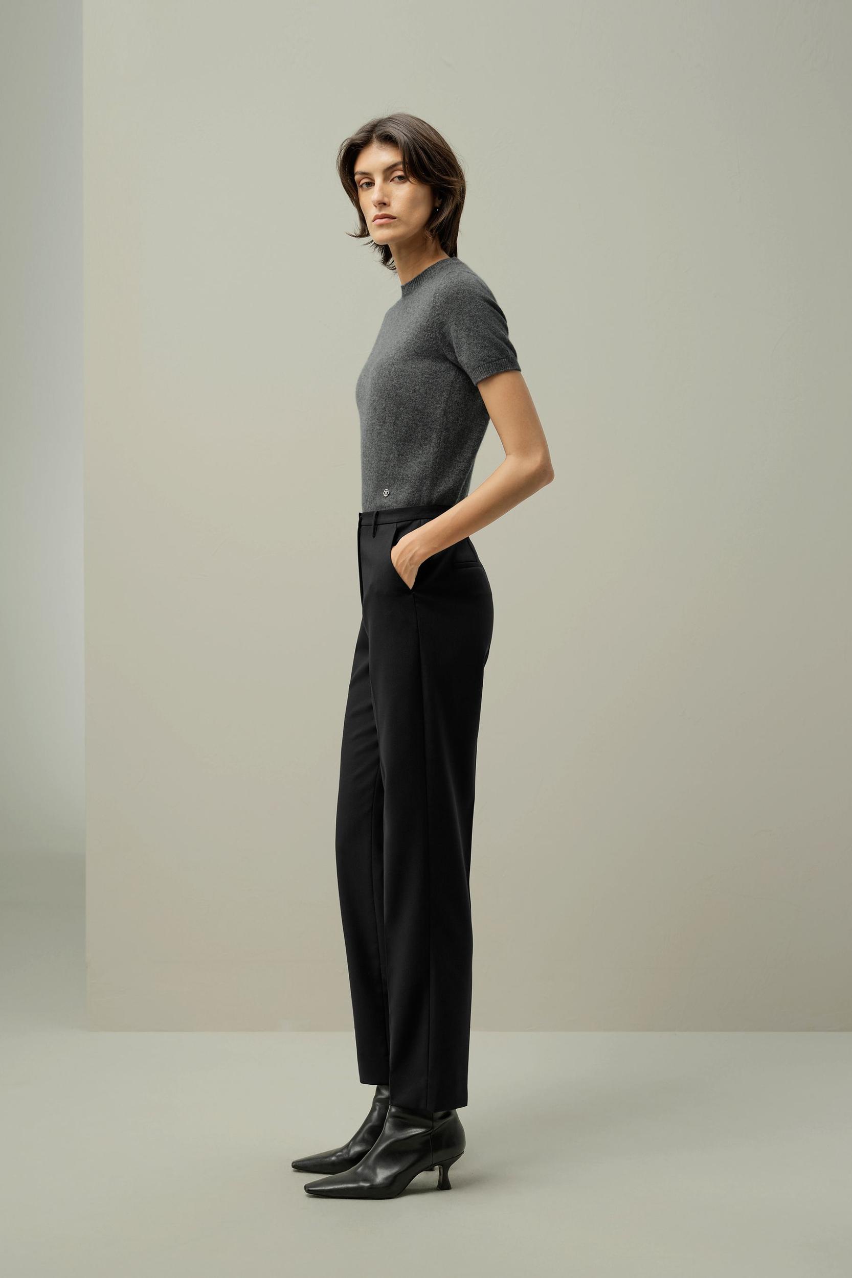 LILYSILK Women's Cashmere Fitted Short Sleeve Top, 100% Pure Cashmere, Soft & Breathable, Medium Gray, XL Product Image