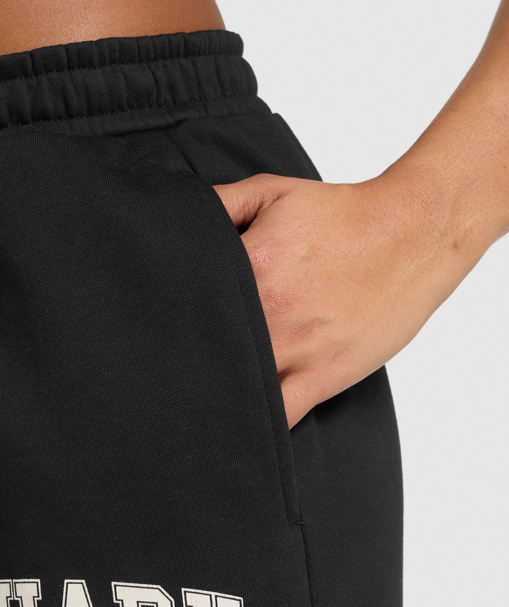 Gymshark Lifting Essentials Graphic Brushed Oversized Joggers - Black Female Product Image