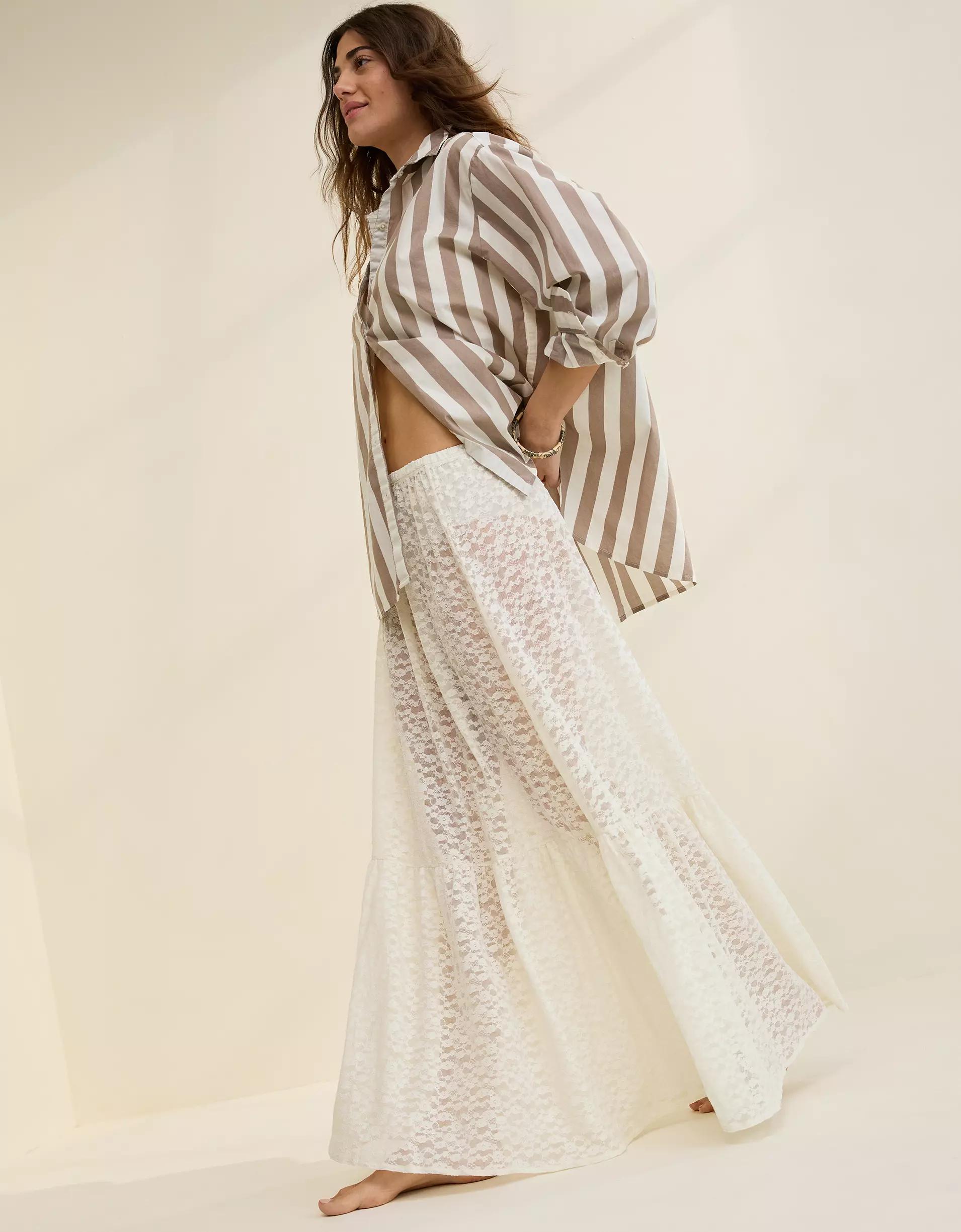 Aerie Tiered Lace Maxi Skirt Product Image