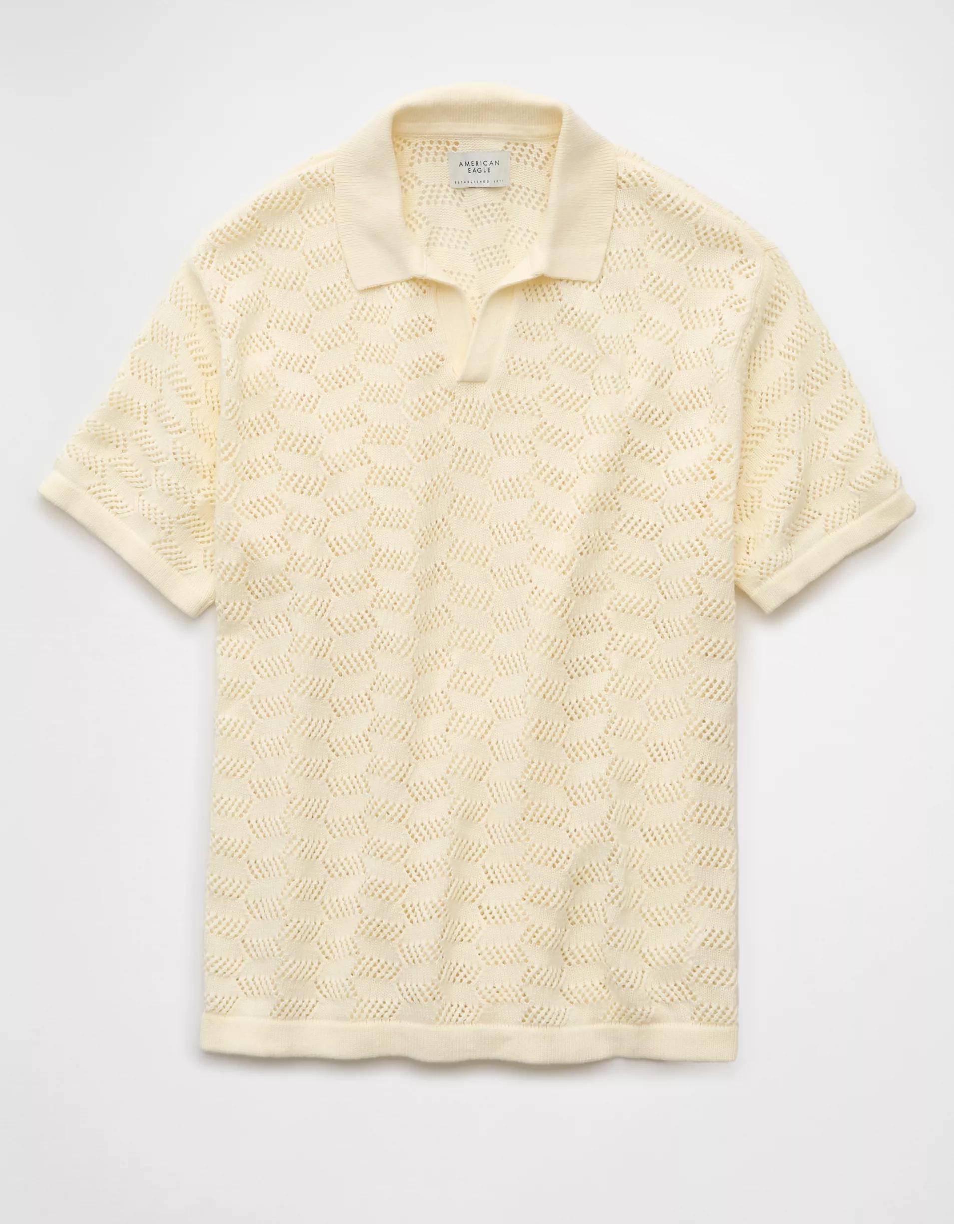 AE Weekend Textured Sweater Polo Shirt Product Image