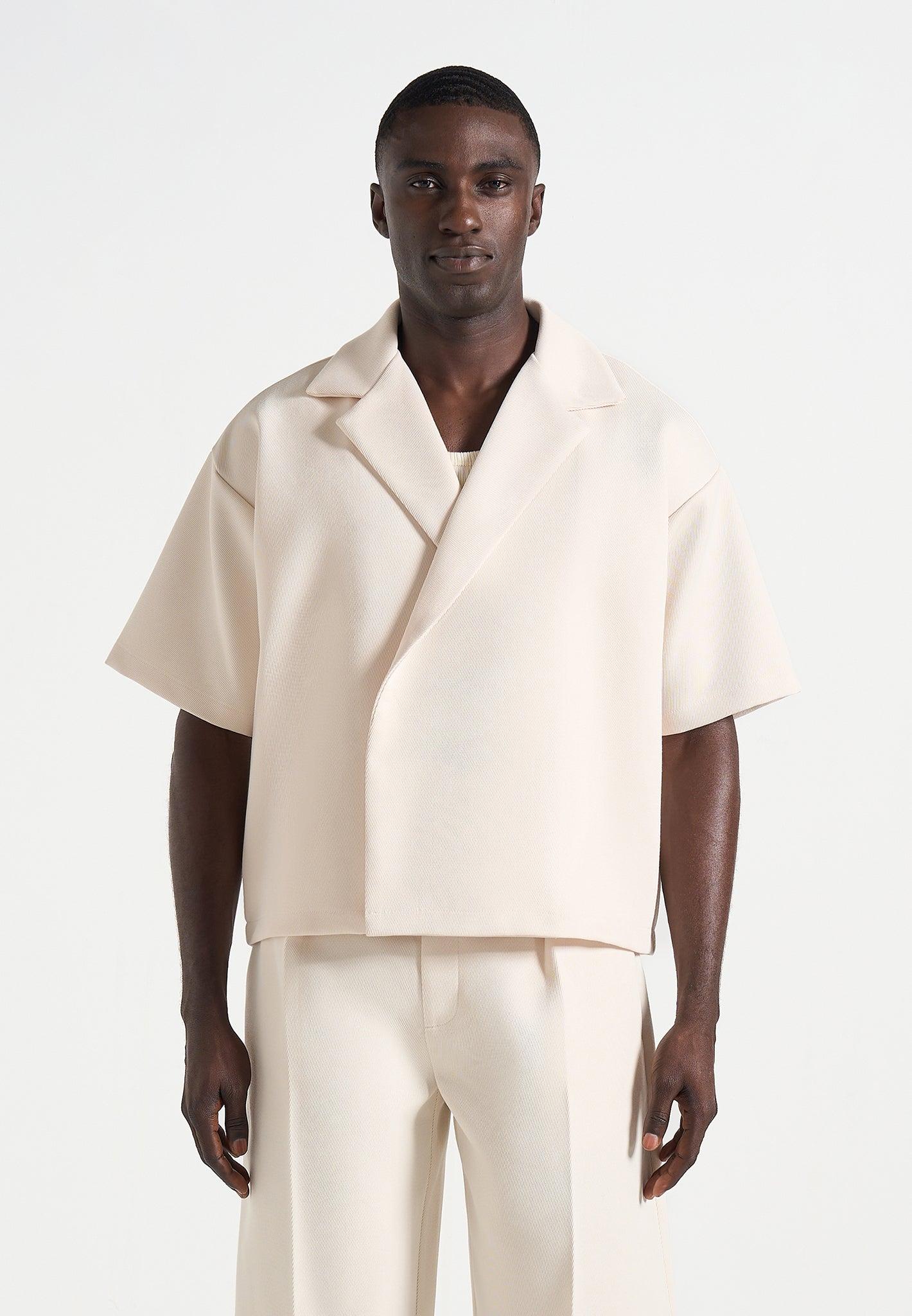Abel - Boxy Twill Double Breasted Shirt - Cream Male Product Image
