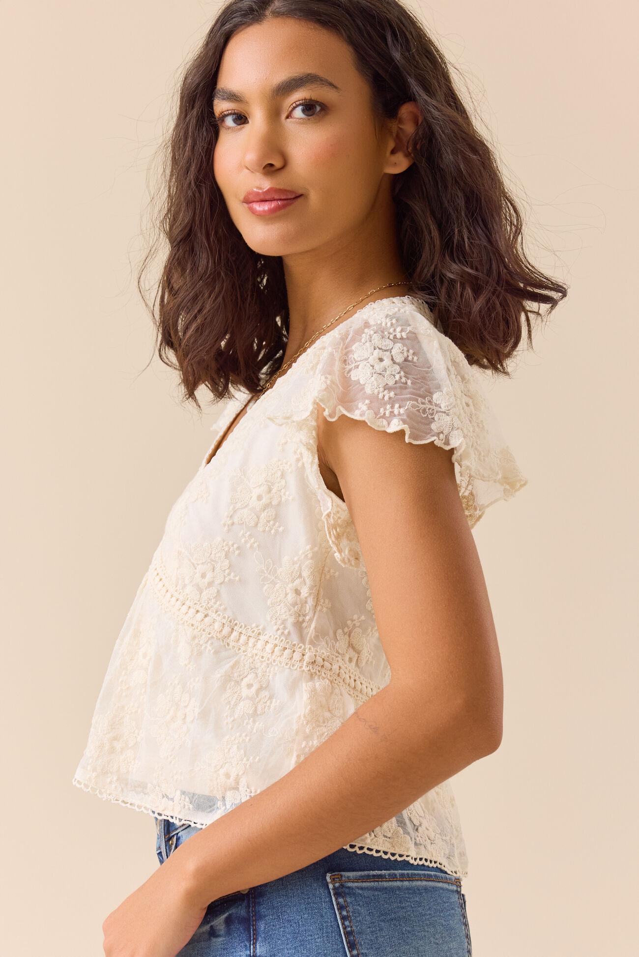 Libby Embroidered Babydoll Top Product Image