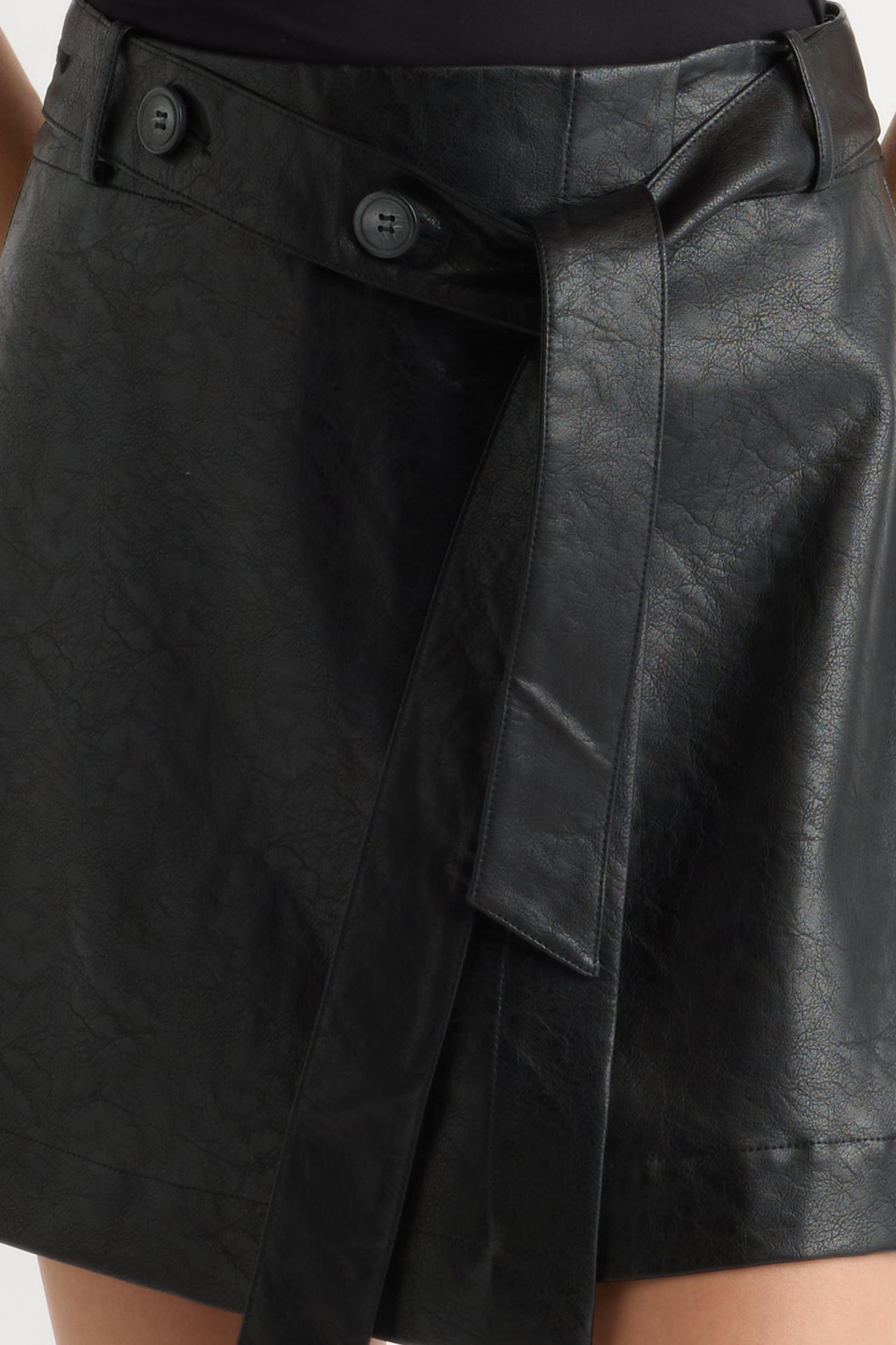 Tanner Vegan Leather Wrap Skirt Product Image