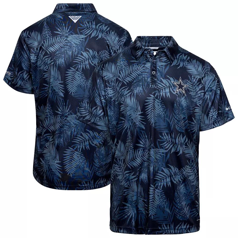 Men's Columbia Navy Dallas Cowboys PFG Super Terminal Tackle Omni-Shade Polo,  Product Image