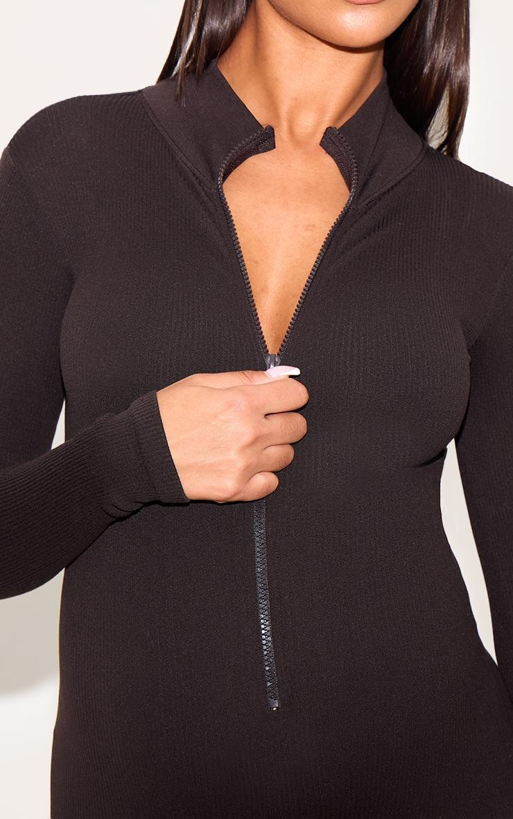 Maternity Chocolate Snatched Ribbed Jumpsuit Product Image