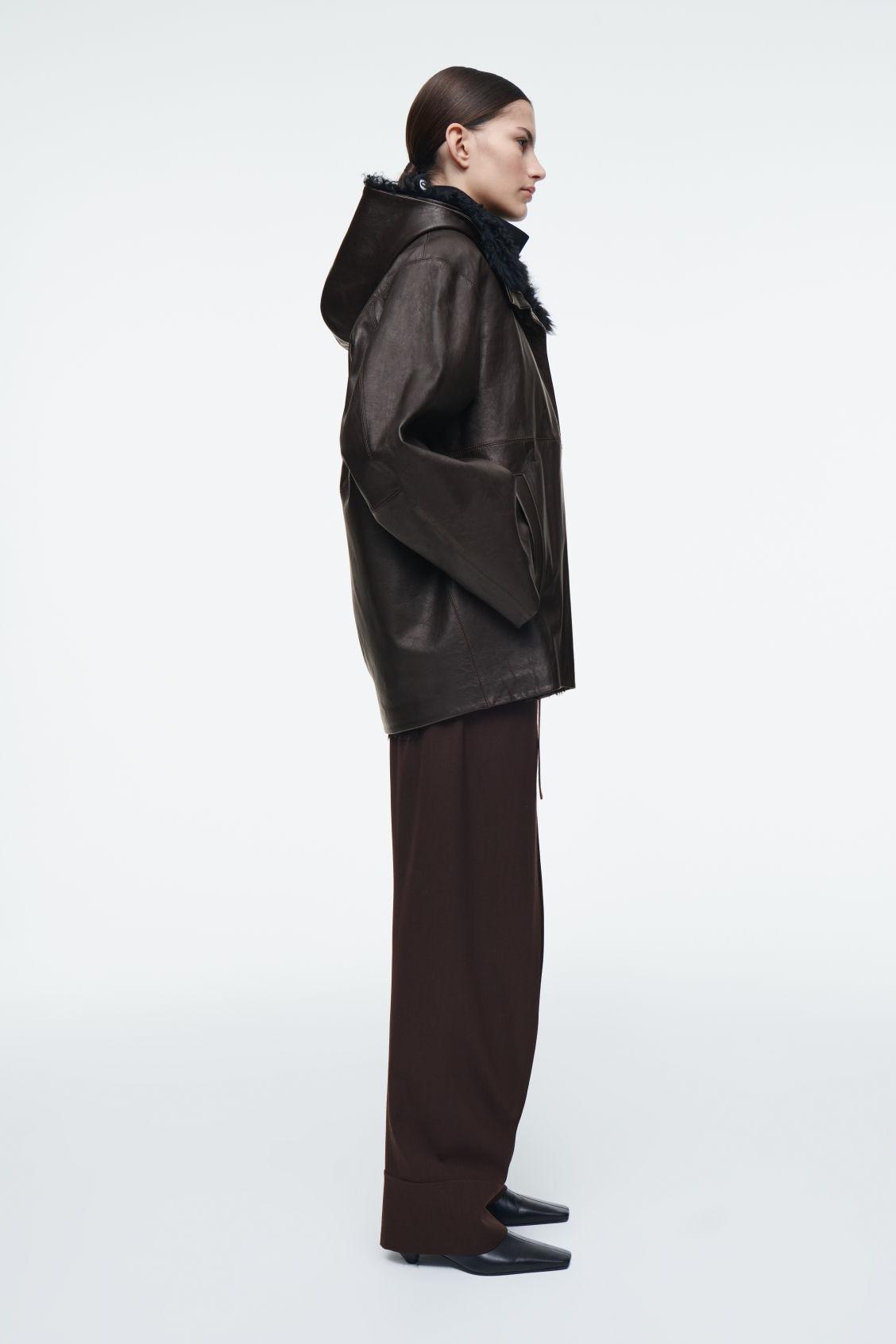 SHEARLING-LINED NAPPA HOODED JACKET Product Image