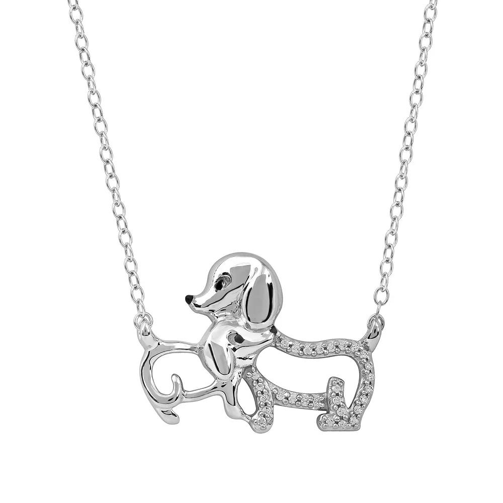 DeCouer 1/10 Carat T.W. Diamond Dog & Puppy Necklace, Women's, Size: 18", Gold Tone Product Image