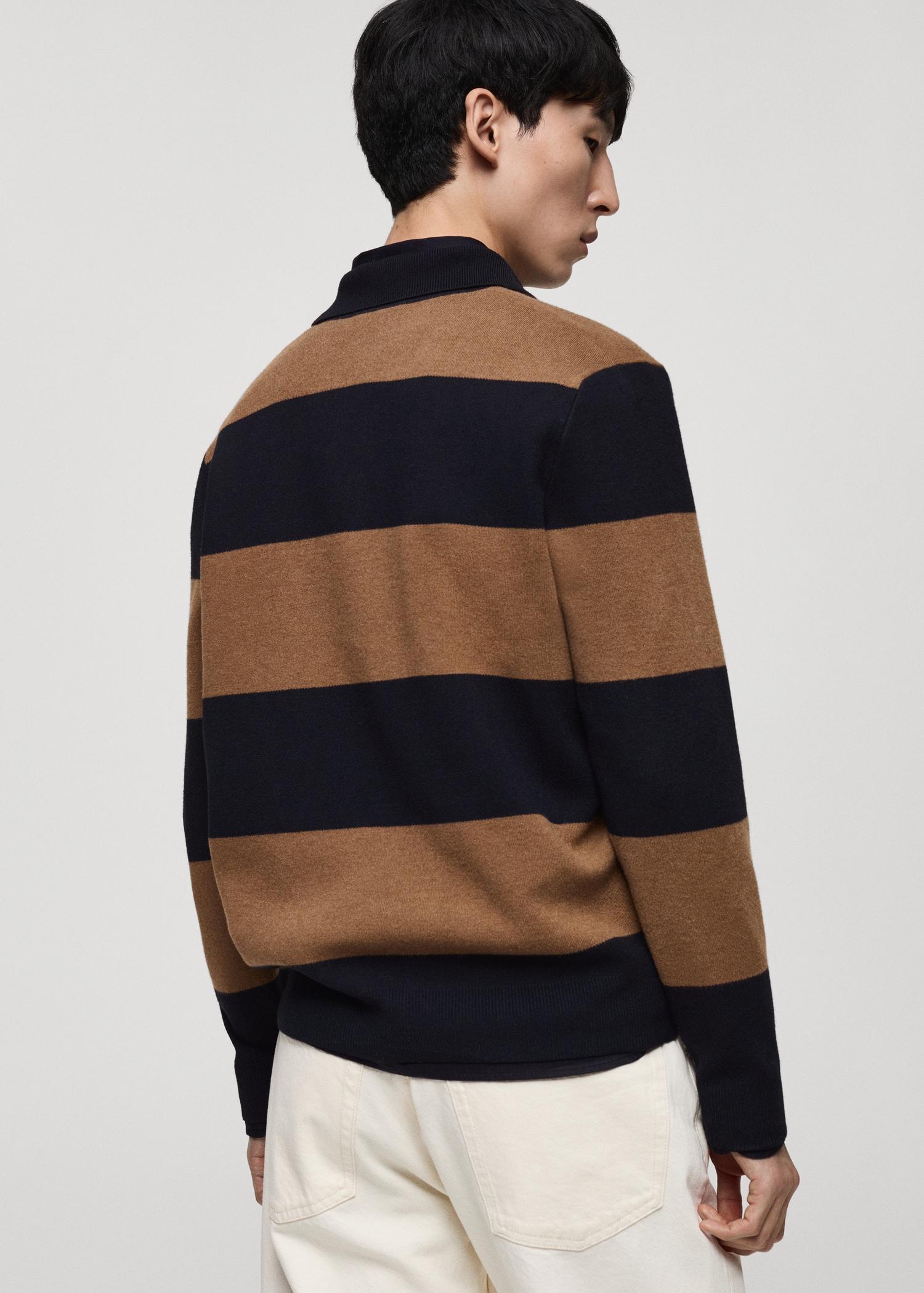 Striped design polo sweater - Men | MANGO USA Product Image