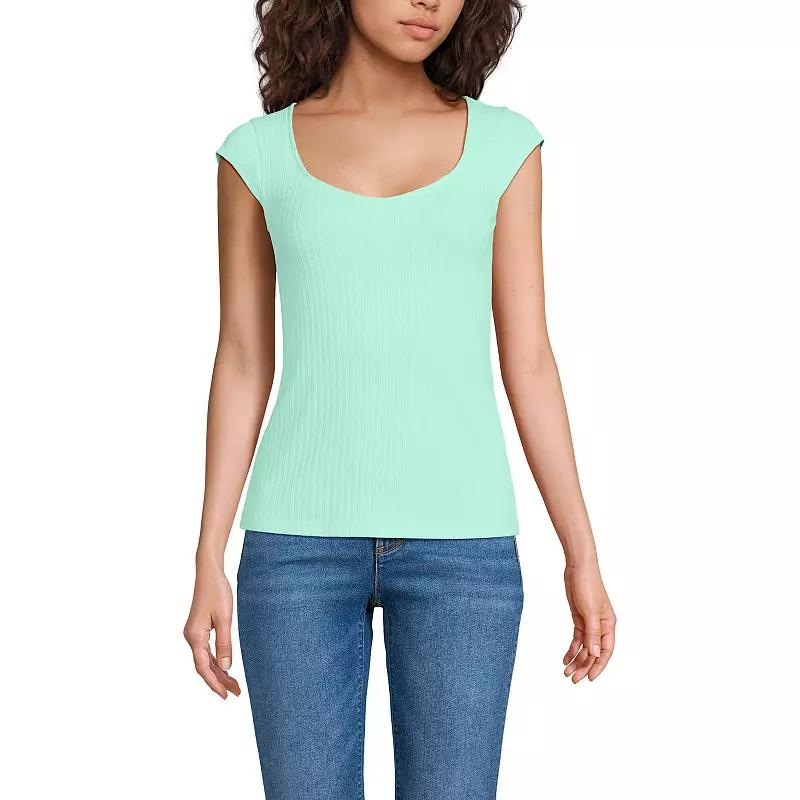 Women's Lands' End Pointelle Cap Sleeve Top,  Product Image