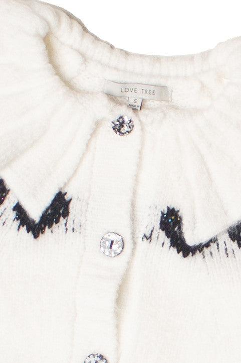 Ruffle Collar Heart Cardigan Product Image