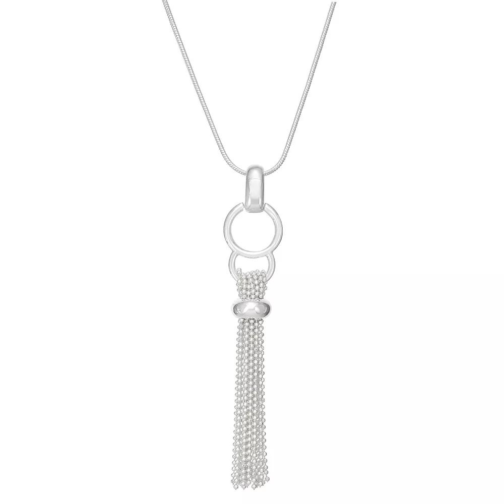 Napier Silver Tone Tassel Necklace, Women's Product Image