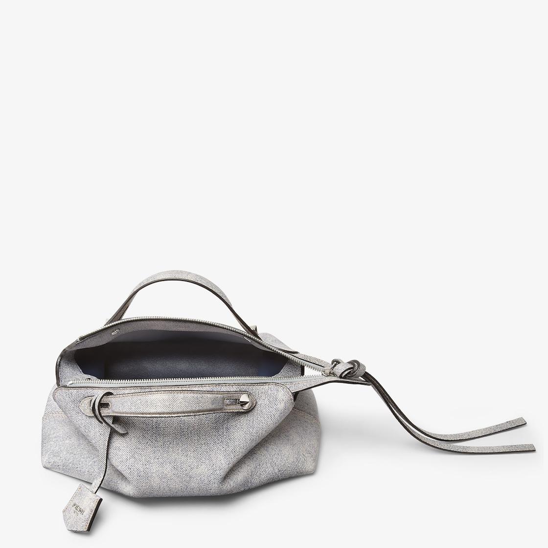 By The Way Soft MediumGray leather bag with a faded denim effect. Product Image