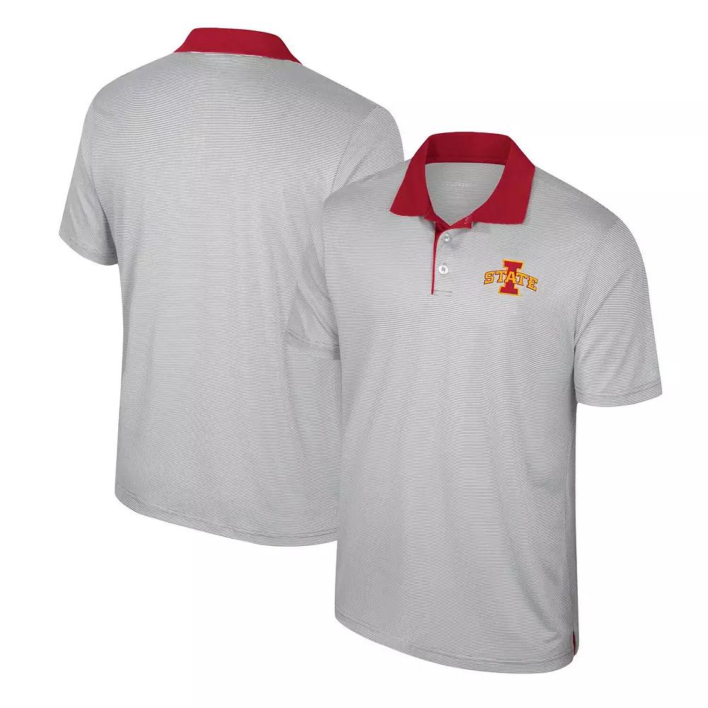 Men's Colosseum Gray Washington State Cougars Tuck Striped Polo,  Product Image