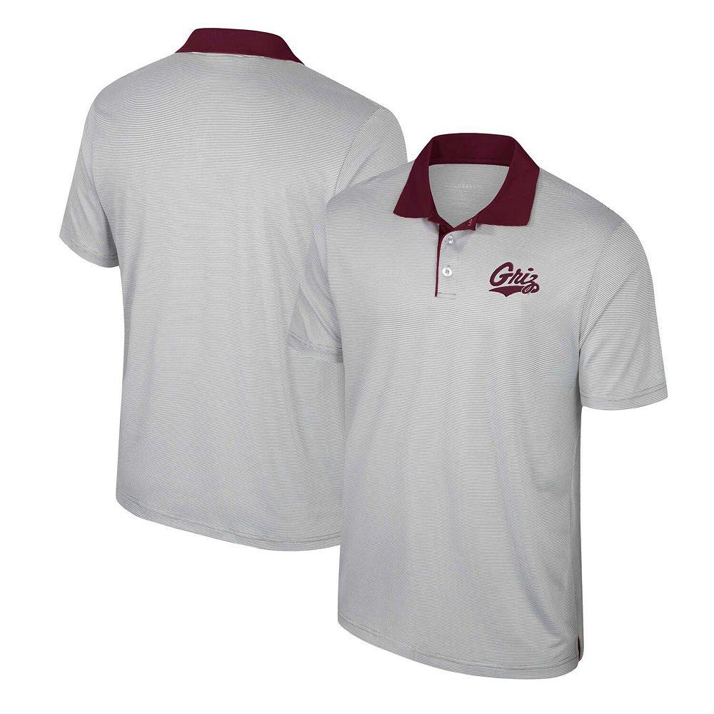 Men's Colosseum Gray Montana Grizzlies Tuck Striped Polo,  Product Image
