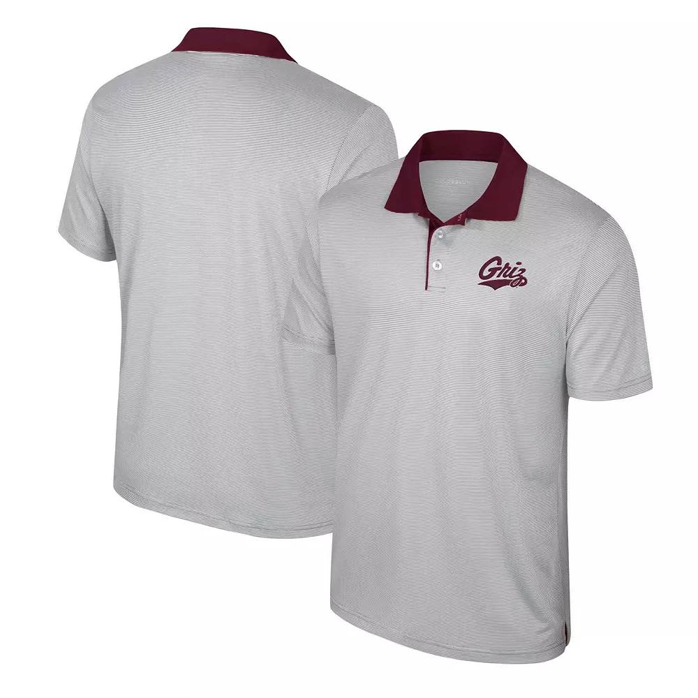 Men's Colosseum Gray Montana Grizzlies Tuck Striped Polo,  Product Image