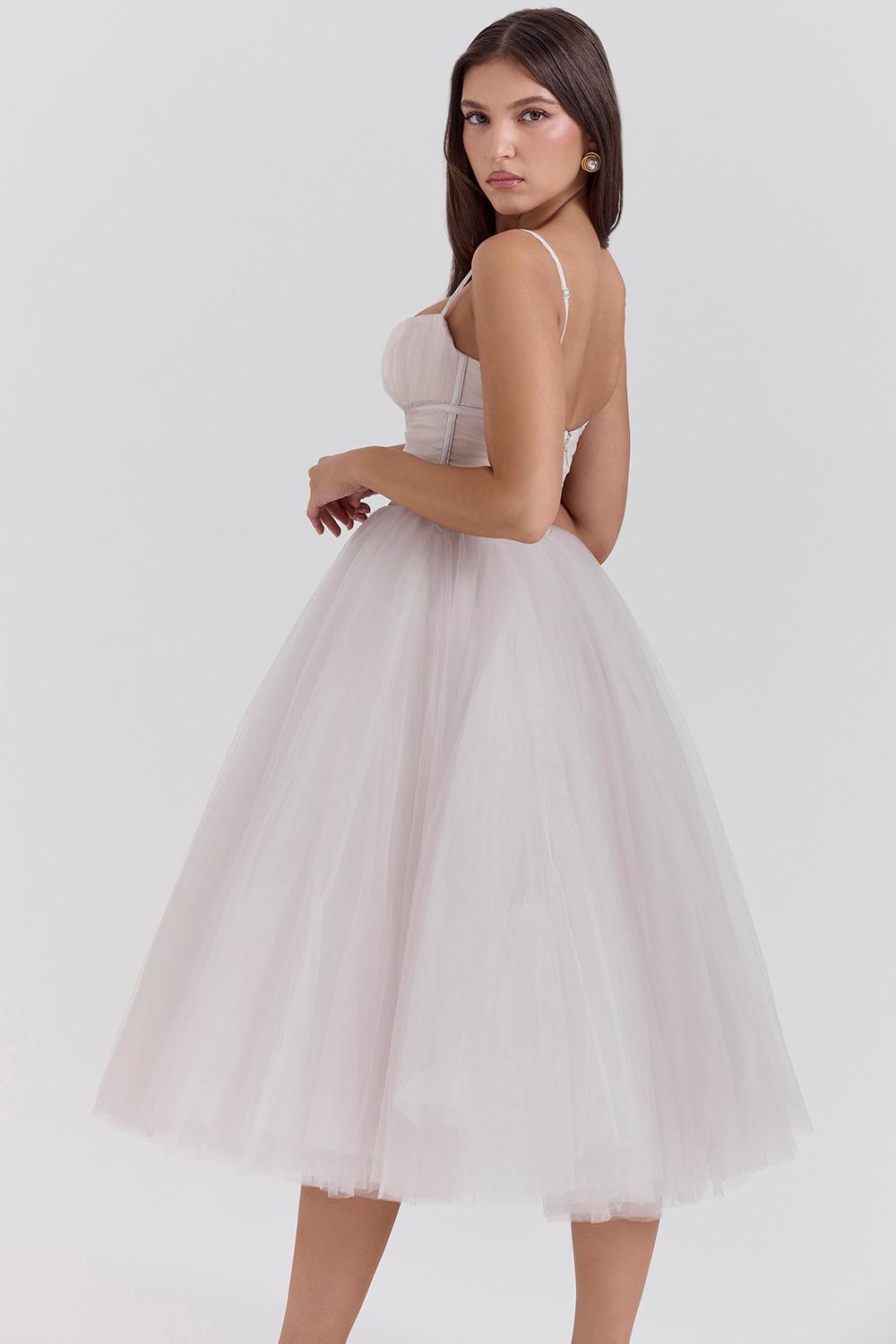 Countess  french dove tulle midi dress - sale Product Image