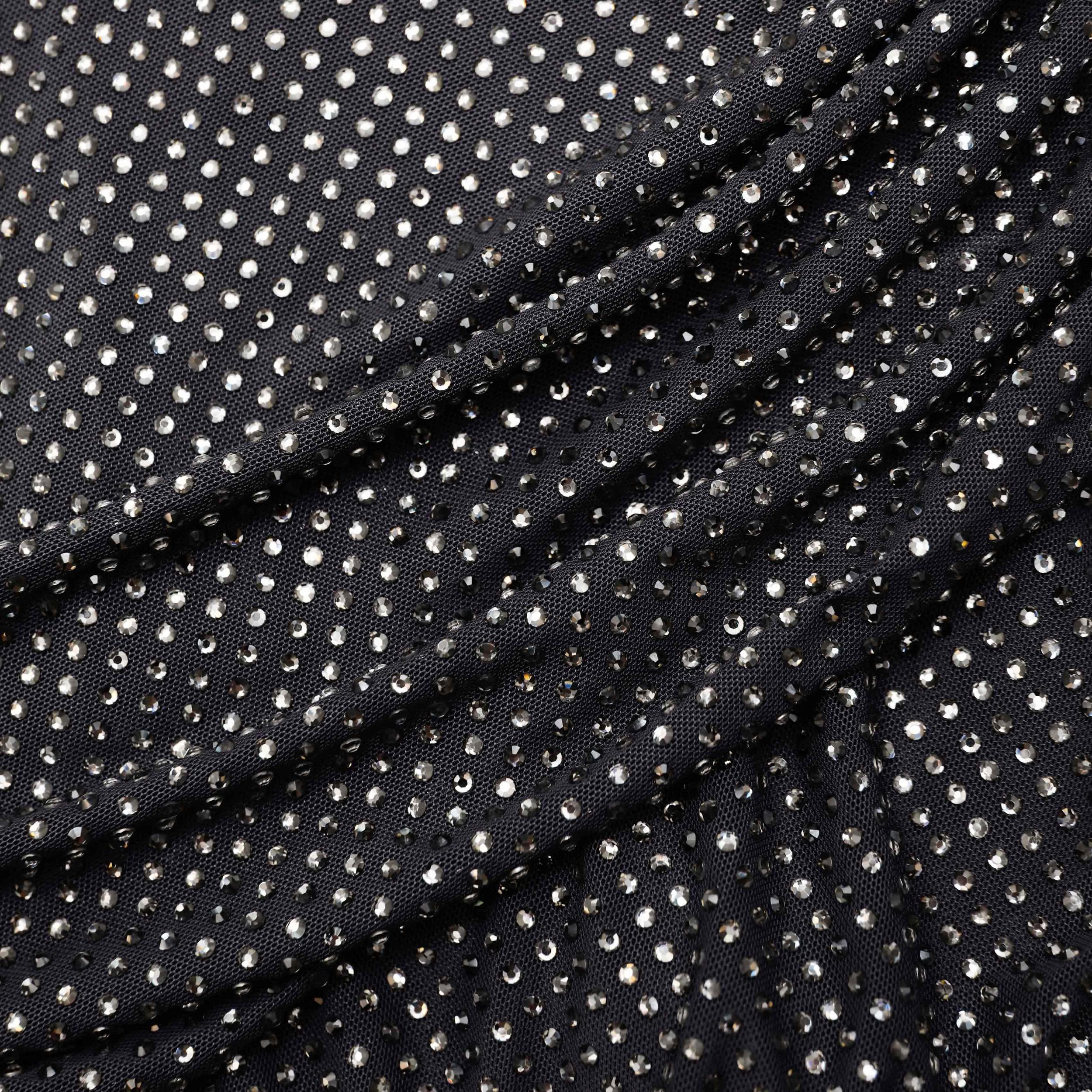 Slate Rhinestone Mesh Cut Out Midi Dress Product Image