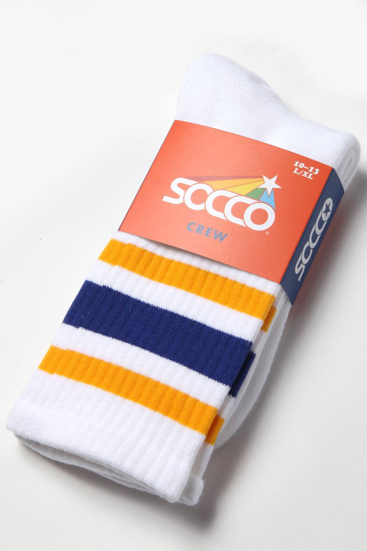 Socco - Striped Crew Socks - Blue/Yellow/White Product Image