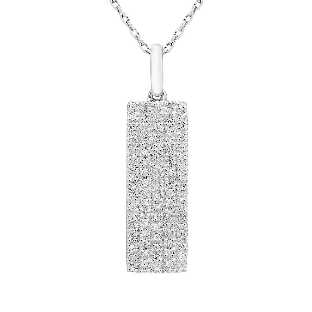 Sterling Silver 1/4 Carat T.W. Diamond Bar Pendant Necklace, Women's, Size: 18" Product Image