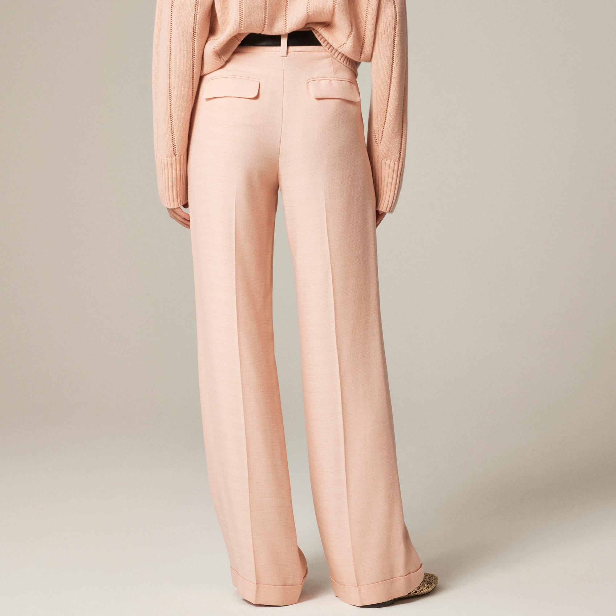 Cuffed wide-leg trouser in luster canvas Product Image