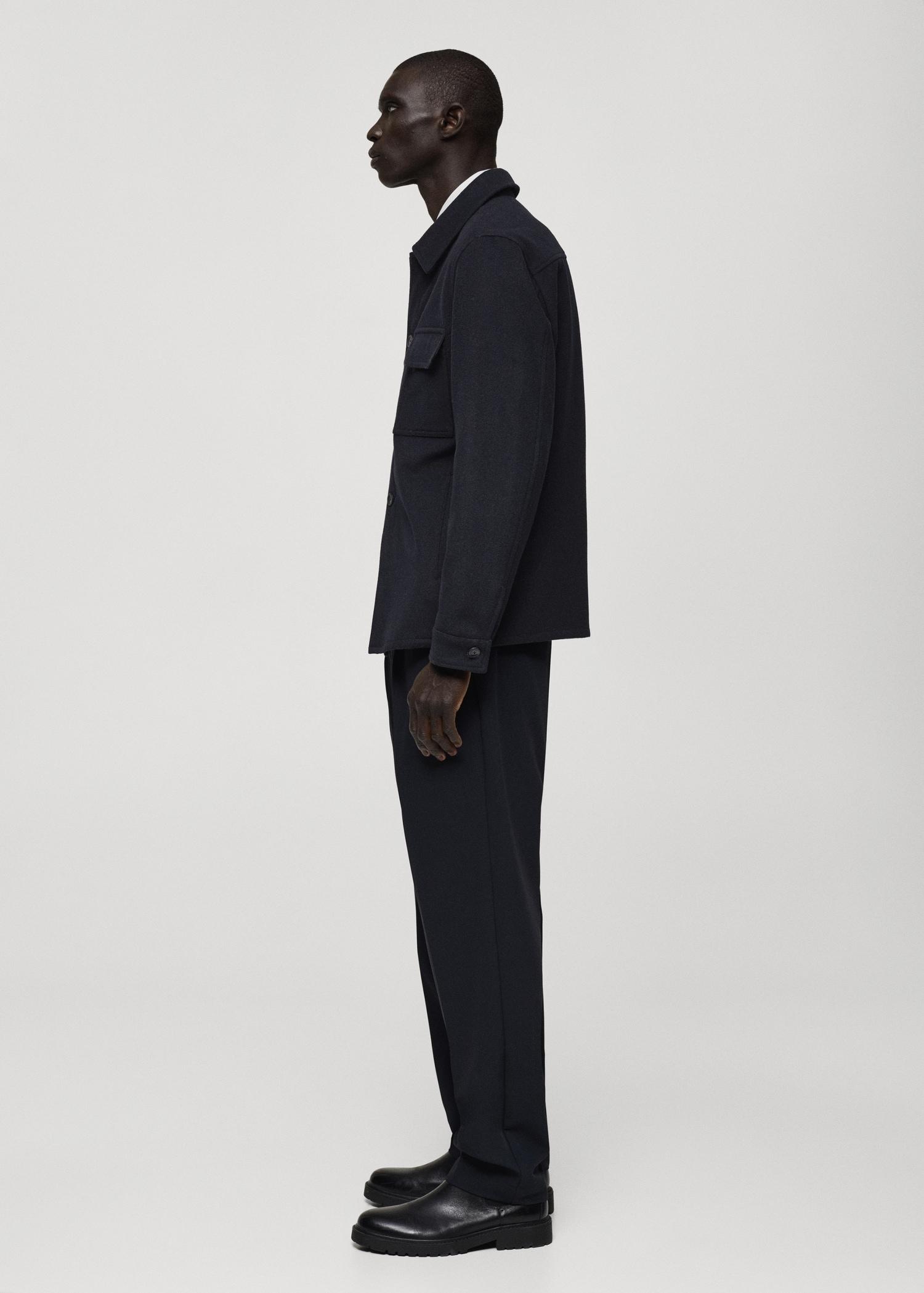 Flannel wool-blend overshirt - Men | MANGO USA Product Image