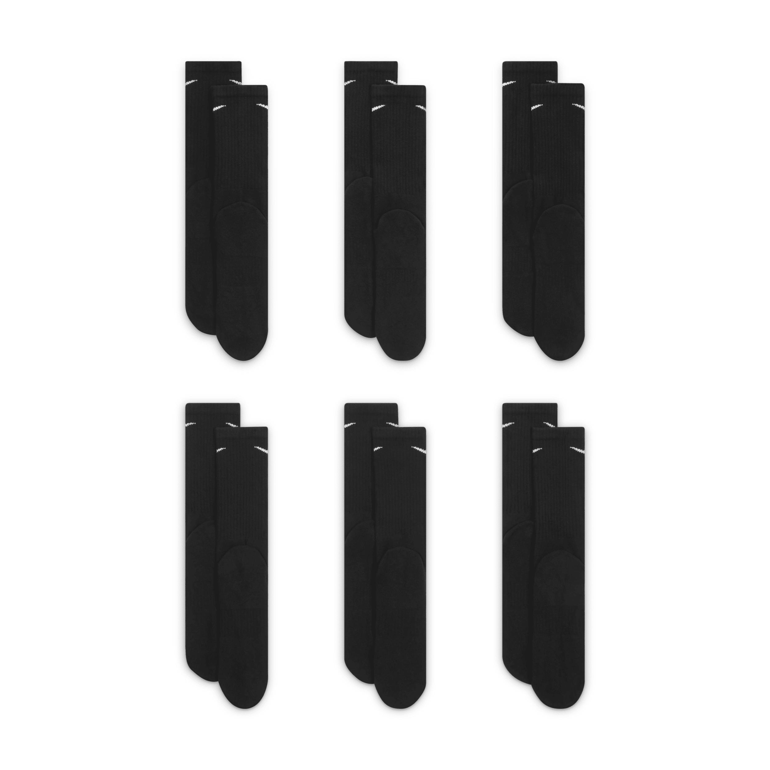 Nike Mens Everyday Cushioned Training Crew Socks (6 Pairs) | SX7666-010 Product Image