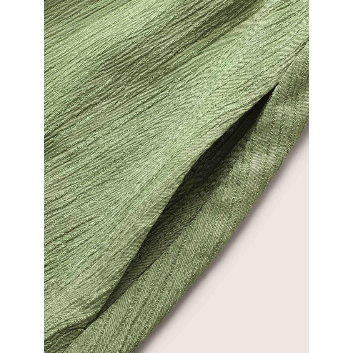 Plus Size Plain Textured Crew Neck Button Detail Midi Dress Palemauve Women Work From Home Belted Round Neck Sleeveless Curvy BloomChic 30/6X Product Image