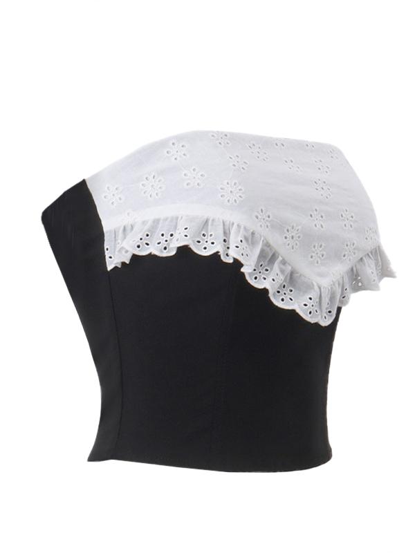 Cutout Ruffled Splice Bandeau Top Product Image