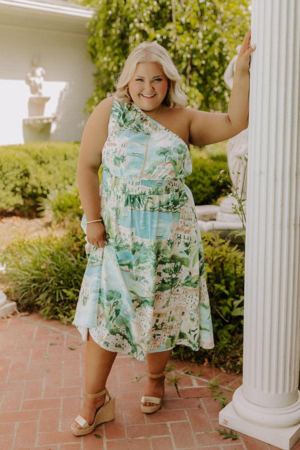 Strolling Through Capri Linen-Blend Midi Dress Curves Product Image