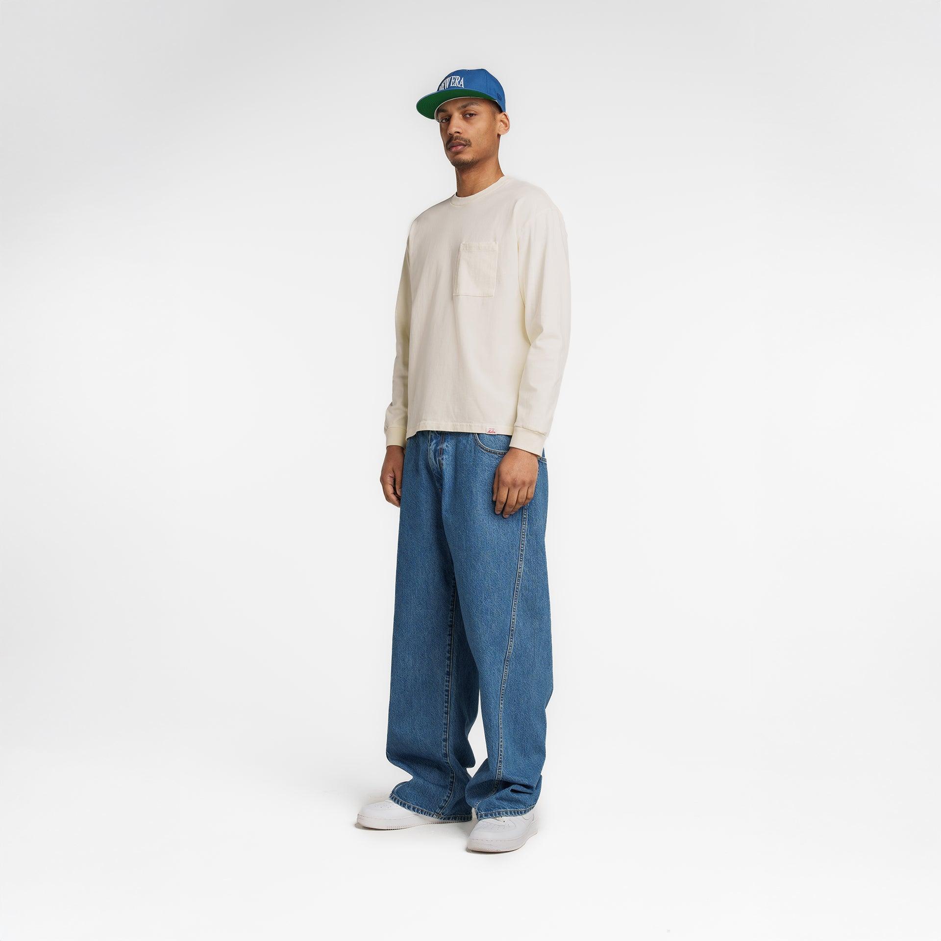 New Era Branded Alden Heavyweight Chrome White Long Sleeve Pocket T-Shirt Male Product Image