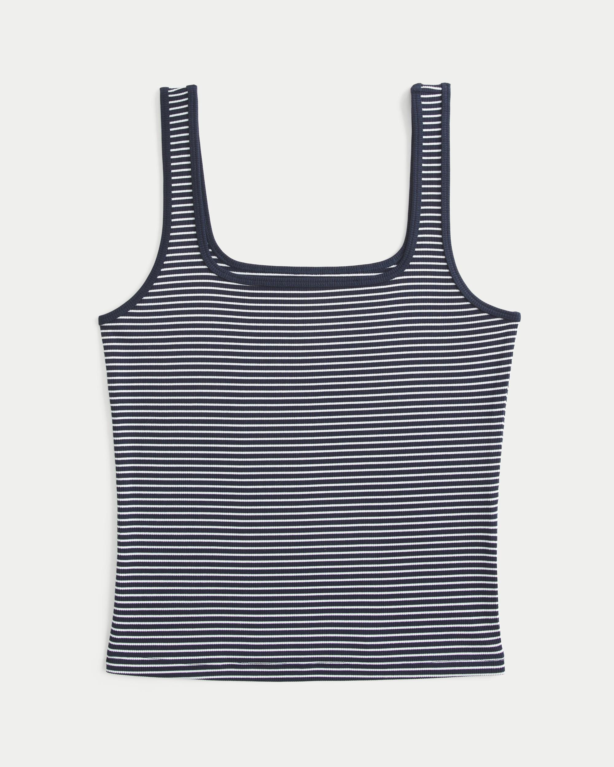 Ribbed Seamless Fabric Square-Neck Tank Product Image