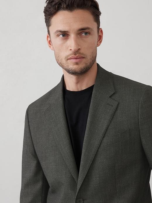 Tailored-Fit Olive Crosshatch Suit Jacket Product Image