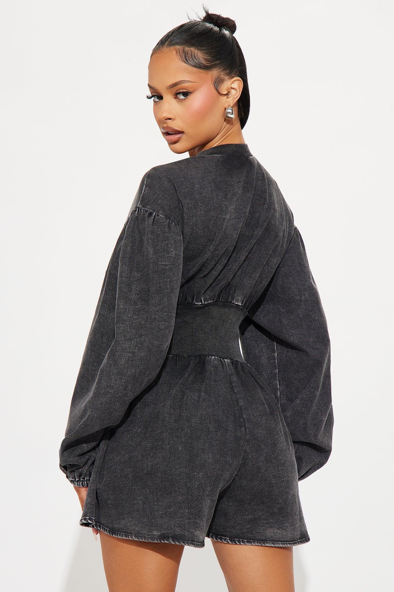 Becky Denim Romper - Black Product Image