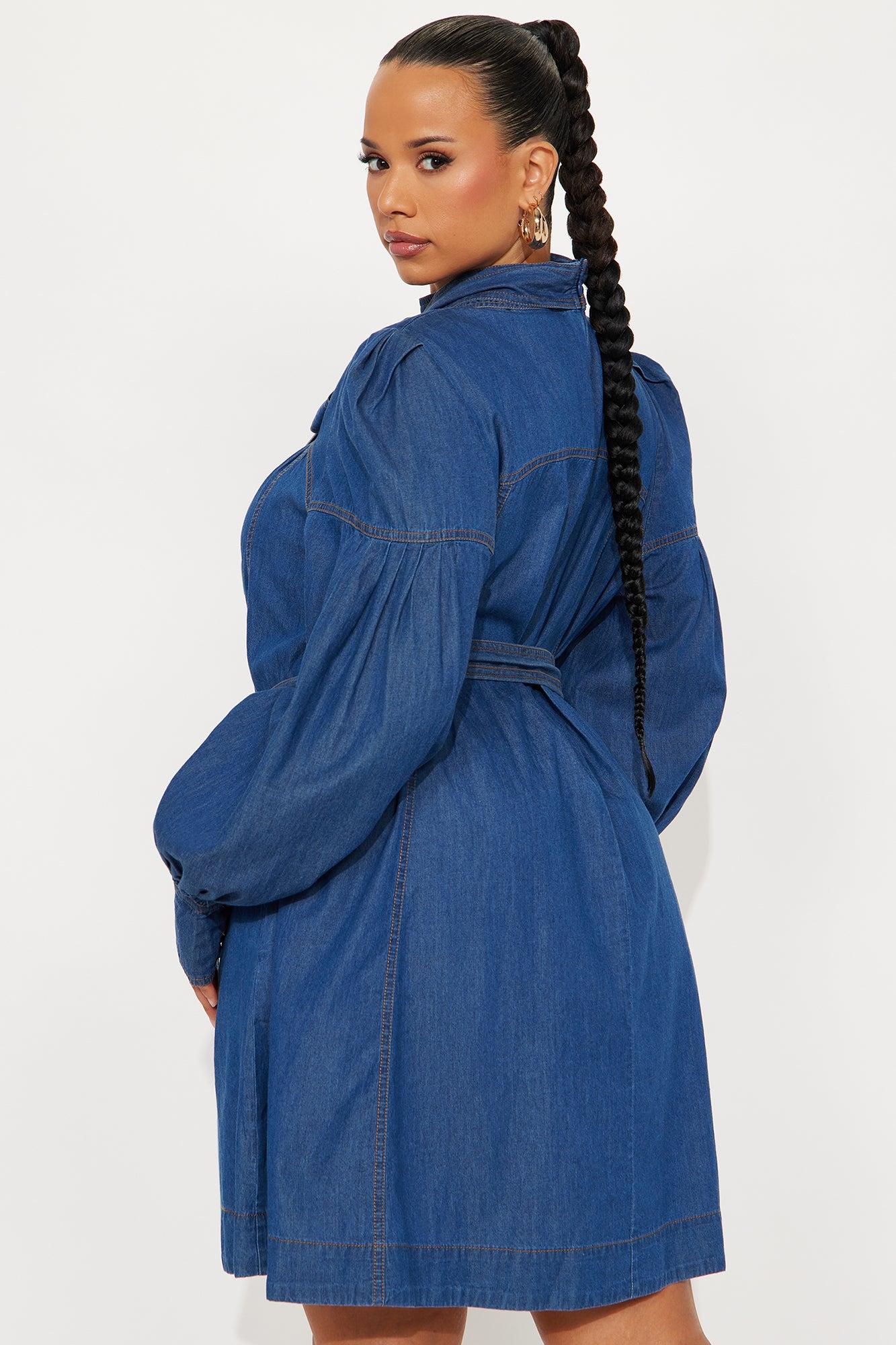 Bonnie Tie Denim Mini Dress - Denim Female Product Image