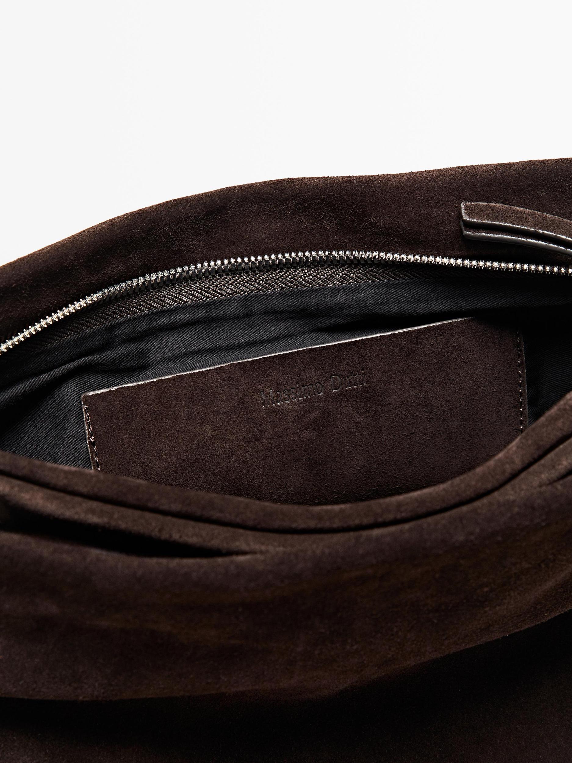 Leather and split leather medium bag with compartments Product Image