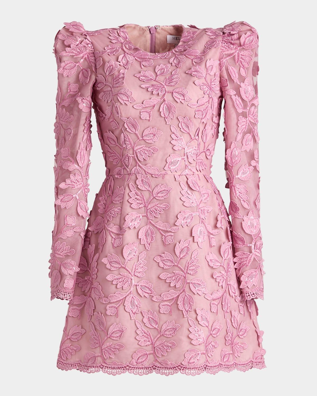 Christy Scalloped Floral Applique Mini Dress Product Image