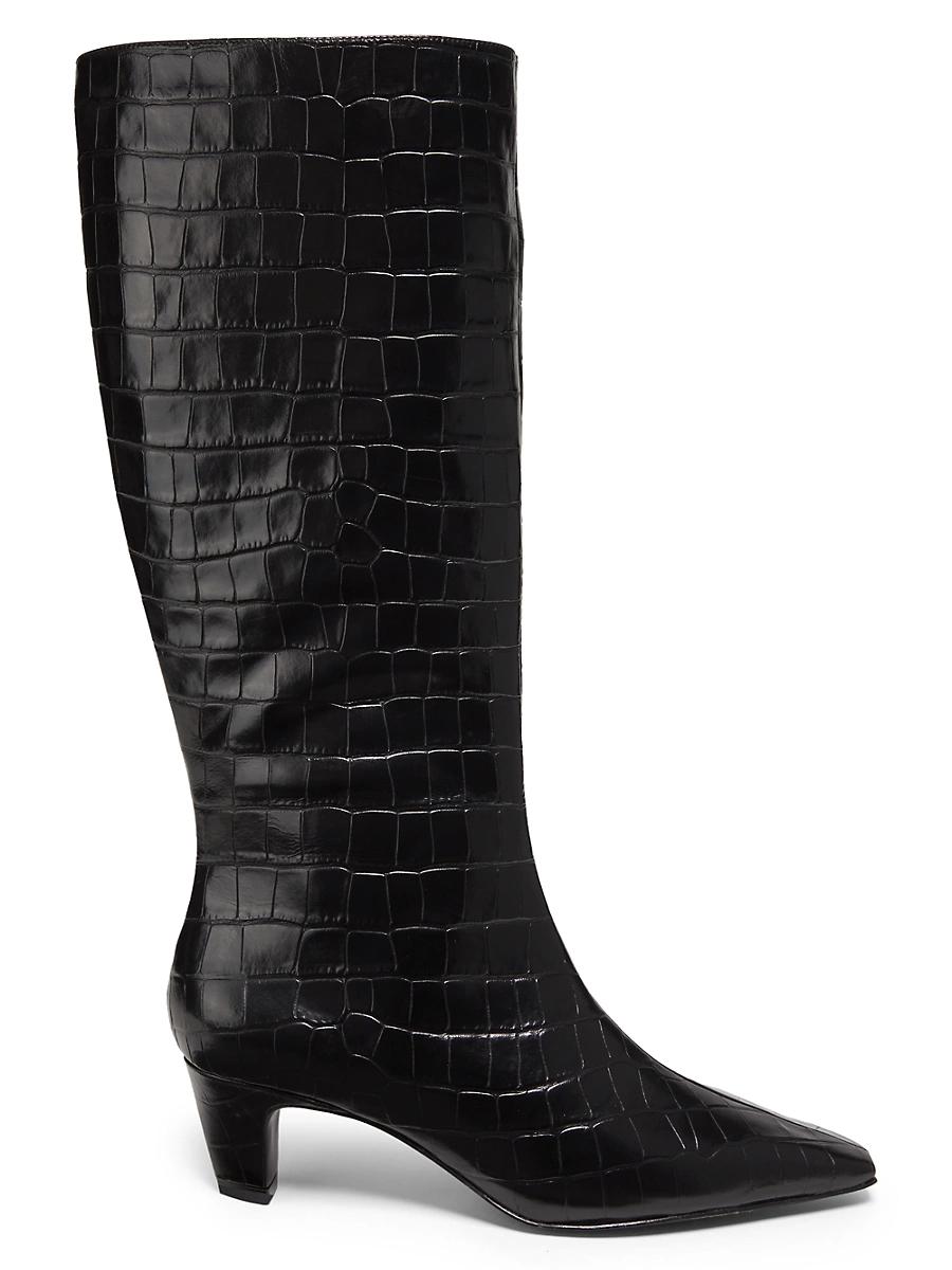 Womens Dellia 65MM Croc Leather Mid-Calf Boots Product Image