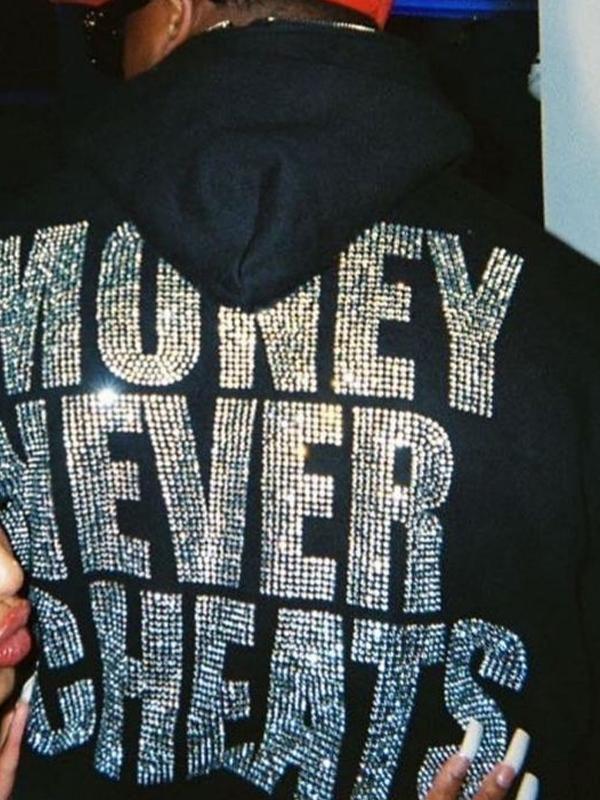 Men's Shiny Letter Rhinestone Fleece Oversized Hoodie Product Image