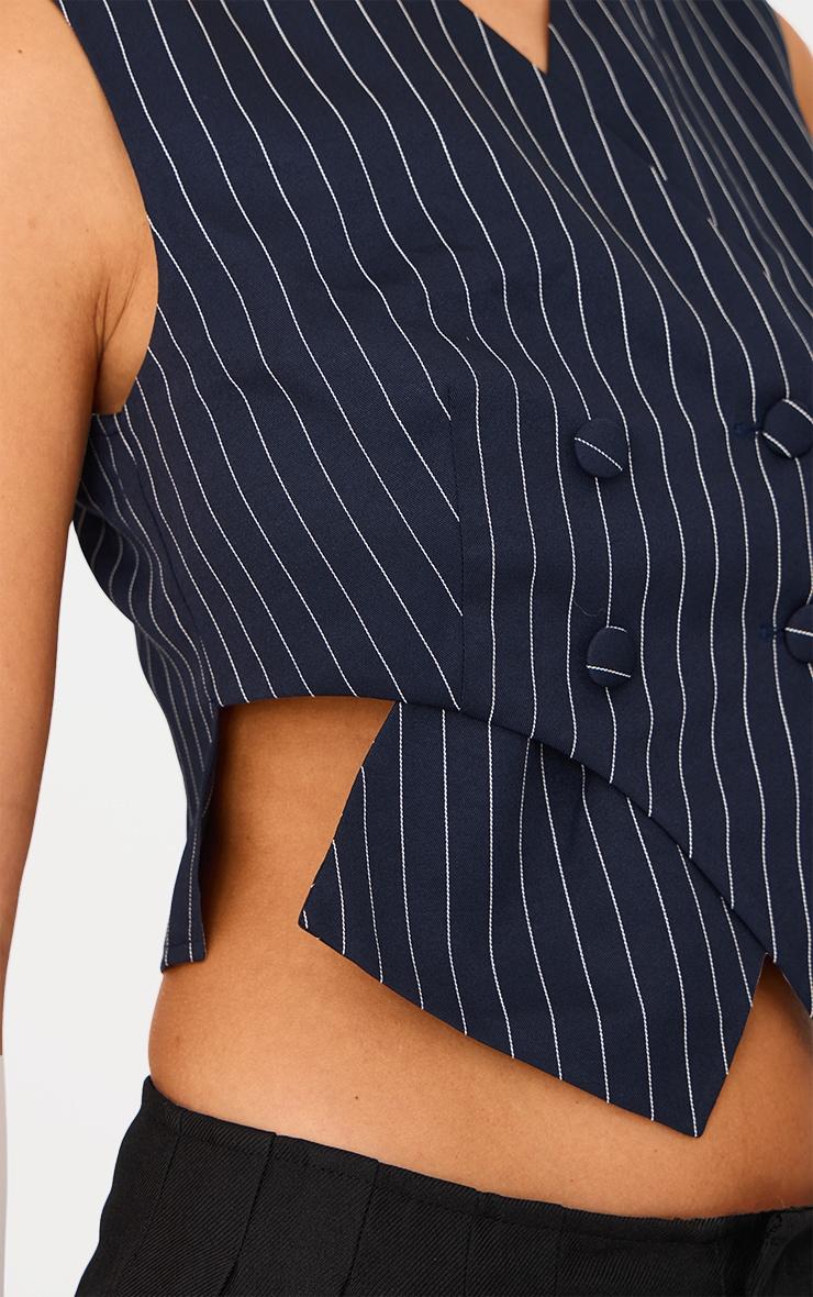 Navy Pinstripe Asymmetric Vest Product Image