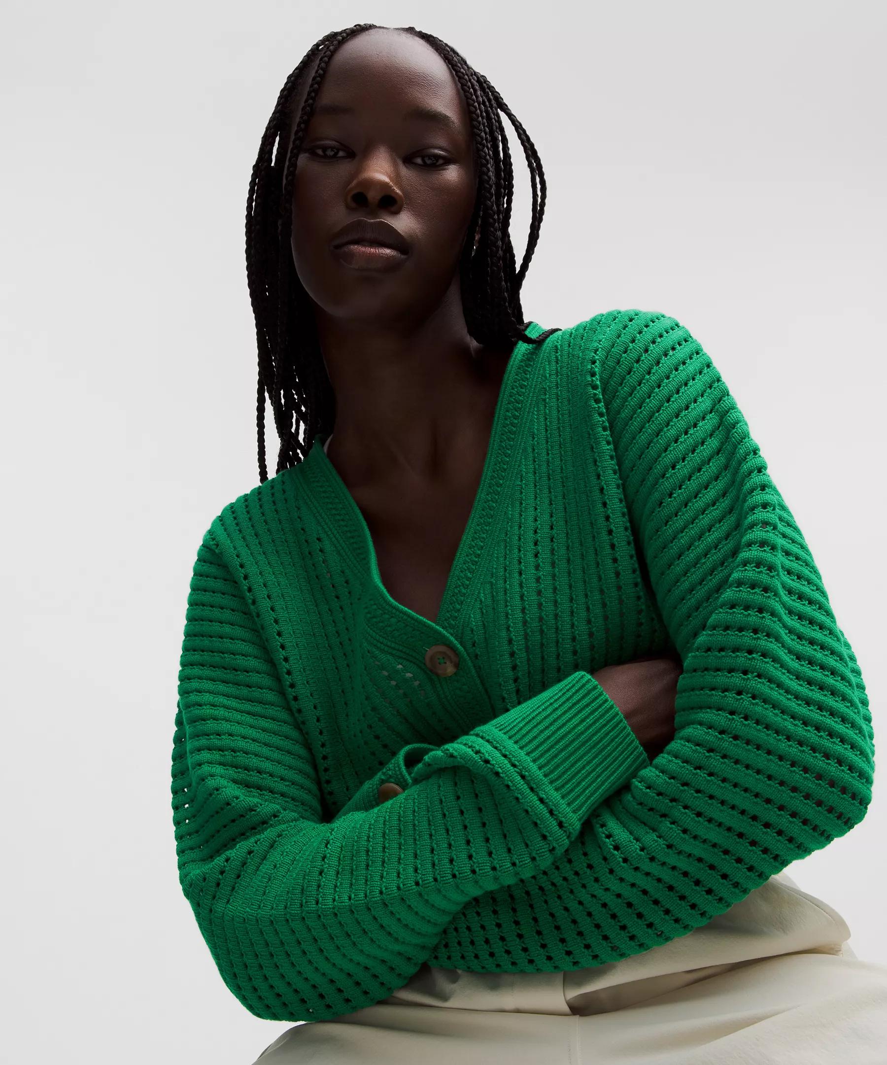 Cotton Crochet Mesh Relaxed-Fit Cardigan Product Image