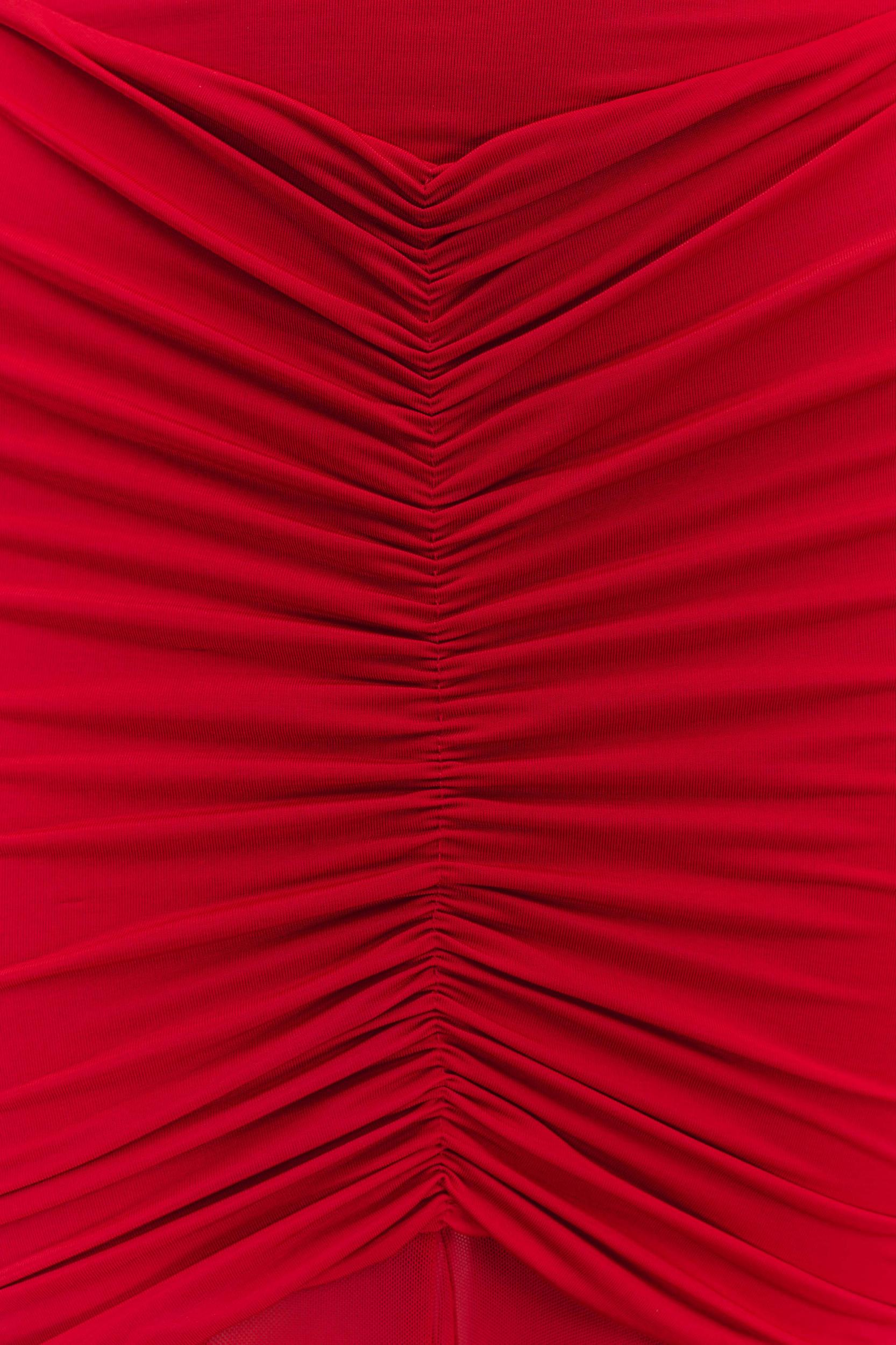 Caspian Slinky And Mesh Off Shoulder Maxi Dress - Ruby Product Image