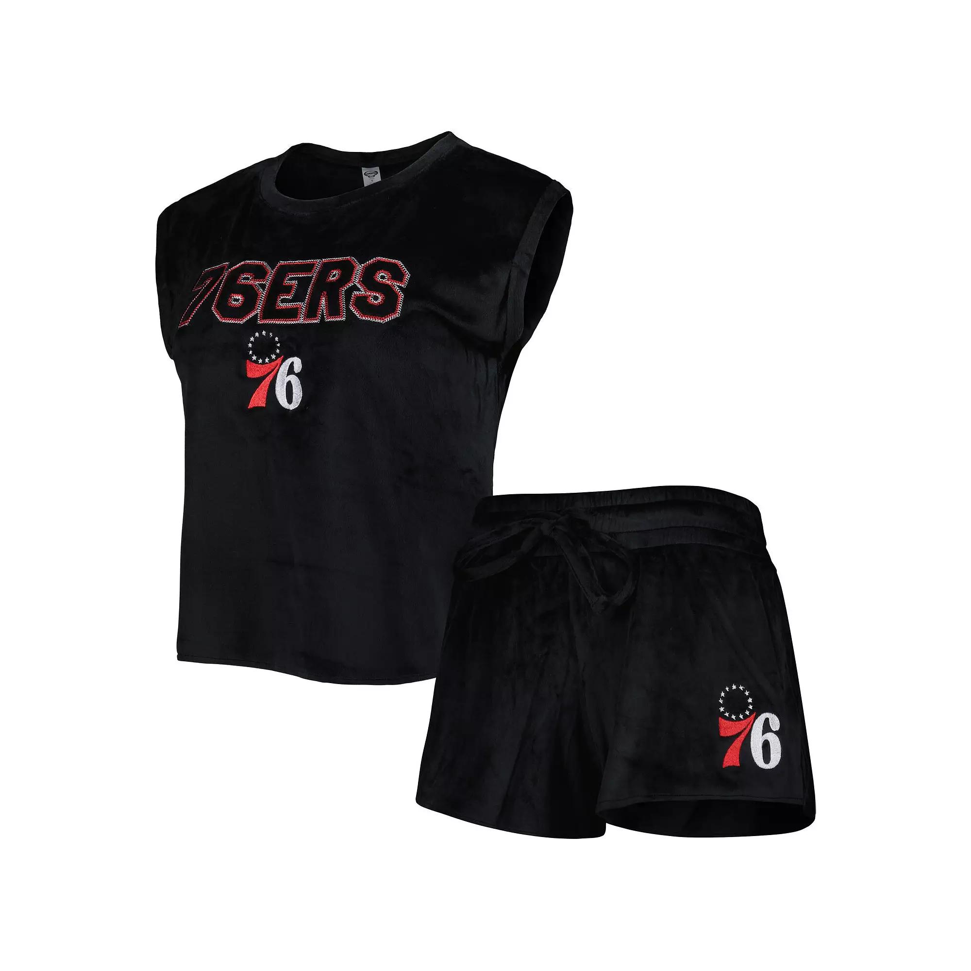 Women's Concepts Sport Black Philadelphia 76ers Intermission T-Shirt & Shorts Sleep Set,  Product Image