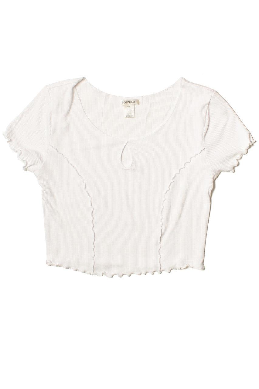 White Seamed Keyhole Crop Top Product Image