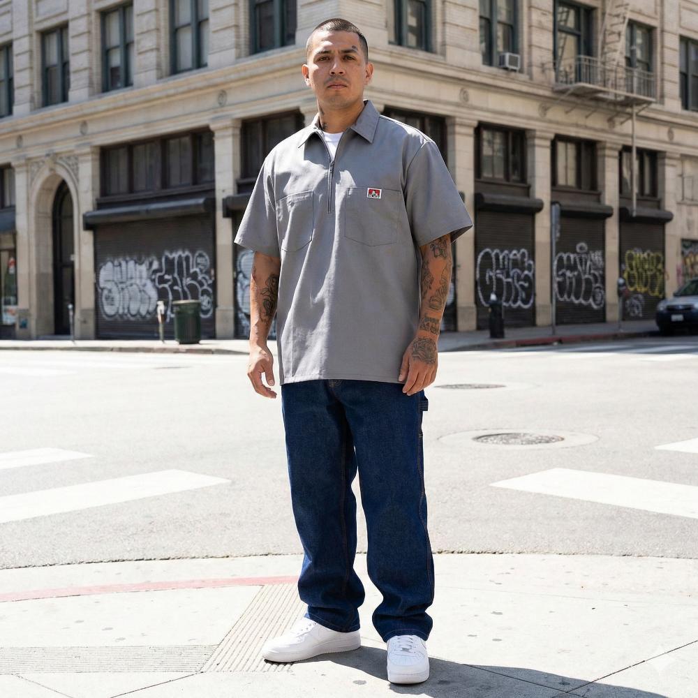 Ben Davis Short Sleeve Solid Half-Zip Shirt Male Product Image