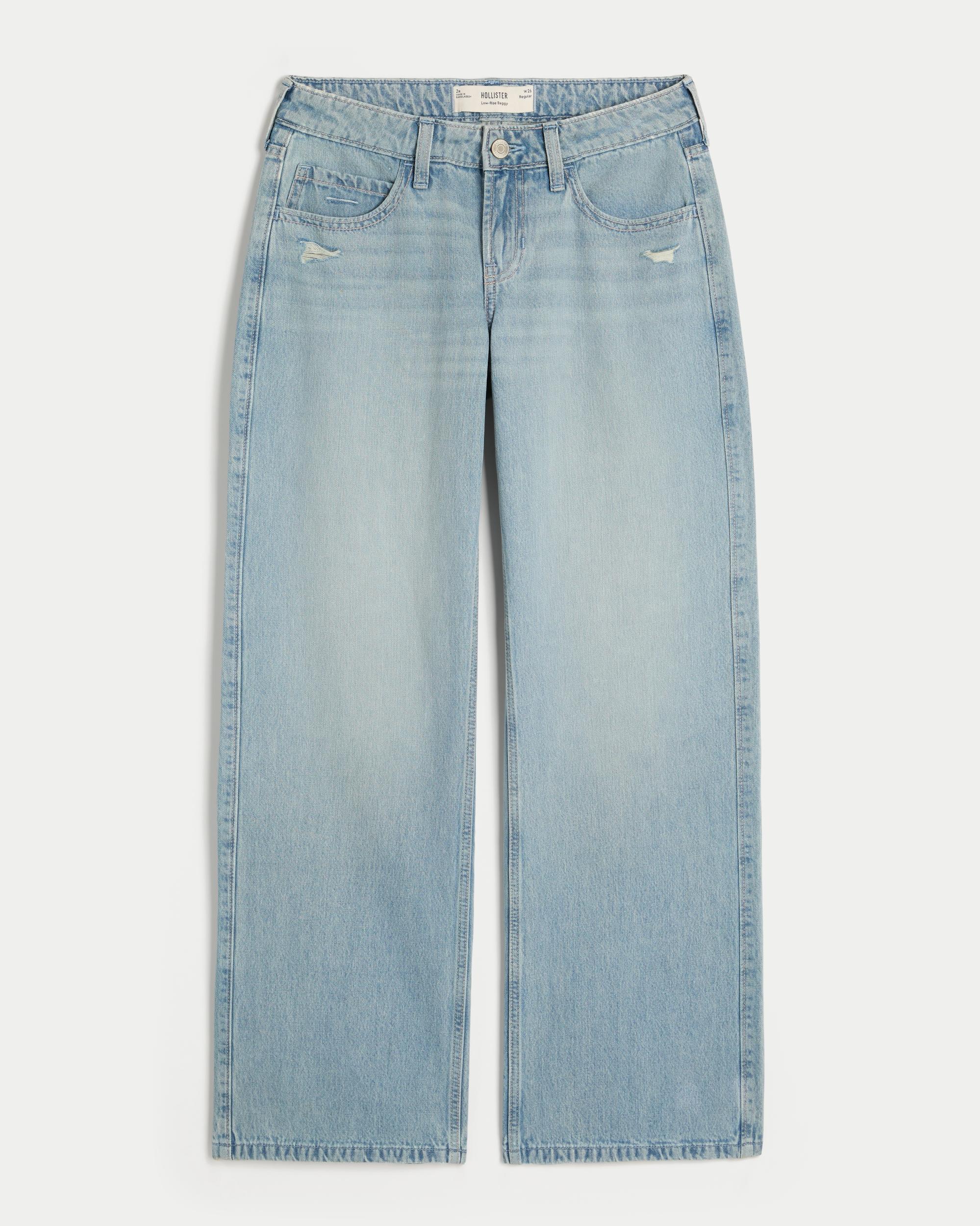 Low-Rise Distressed Baggy Jeans Product Image