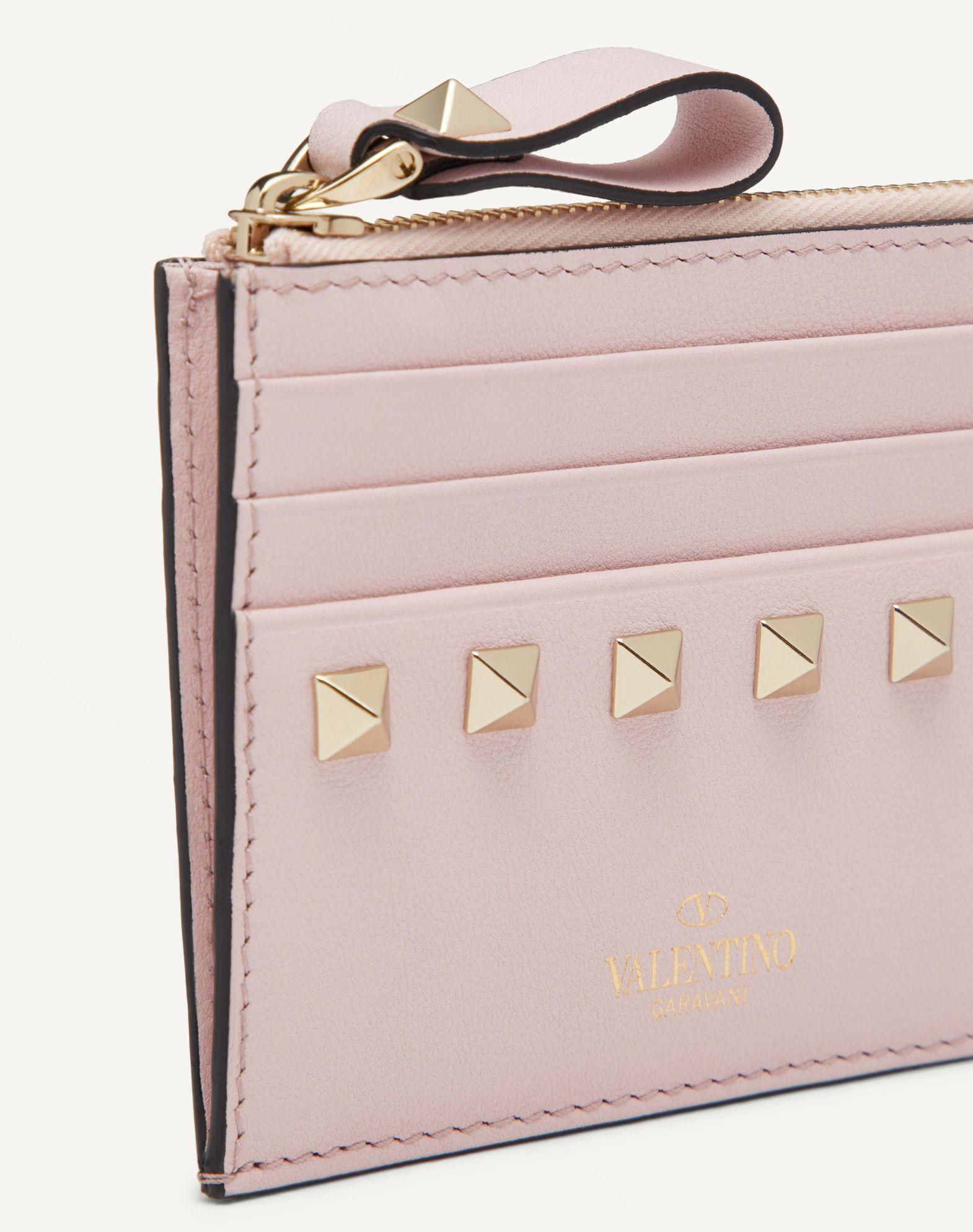 Rockstud Calfskin Cardholder With Zipper Product Image