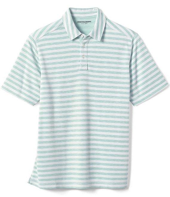 Johnston & Murphy Vintage Slub Stripe Short Sleeve Polo Shirt Product Image