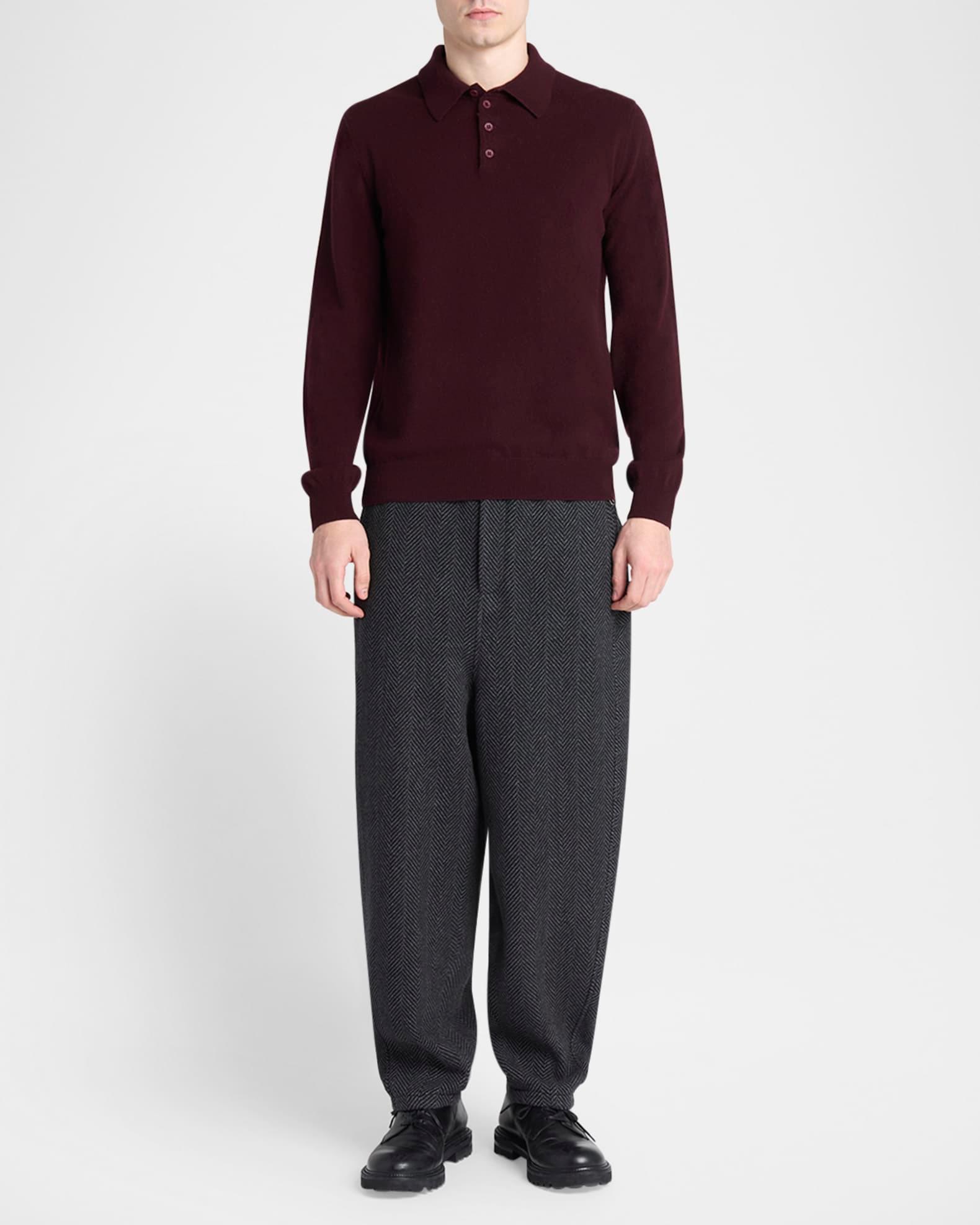 Men's Cashmere Knit Polo Sweater Product Image