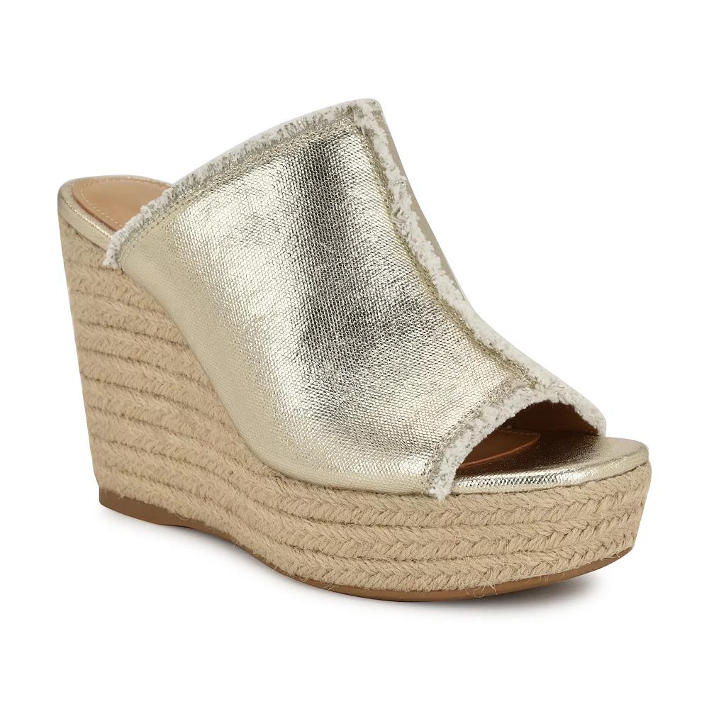 Nine West Baja Women's Wedge Slip-On Open Toe Sandals, Size: 12, Gold Product Image
